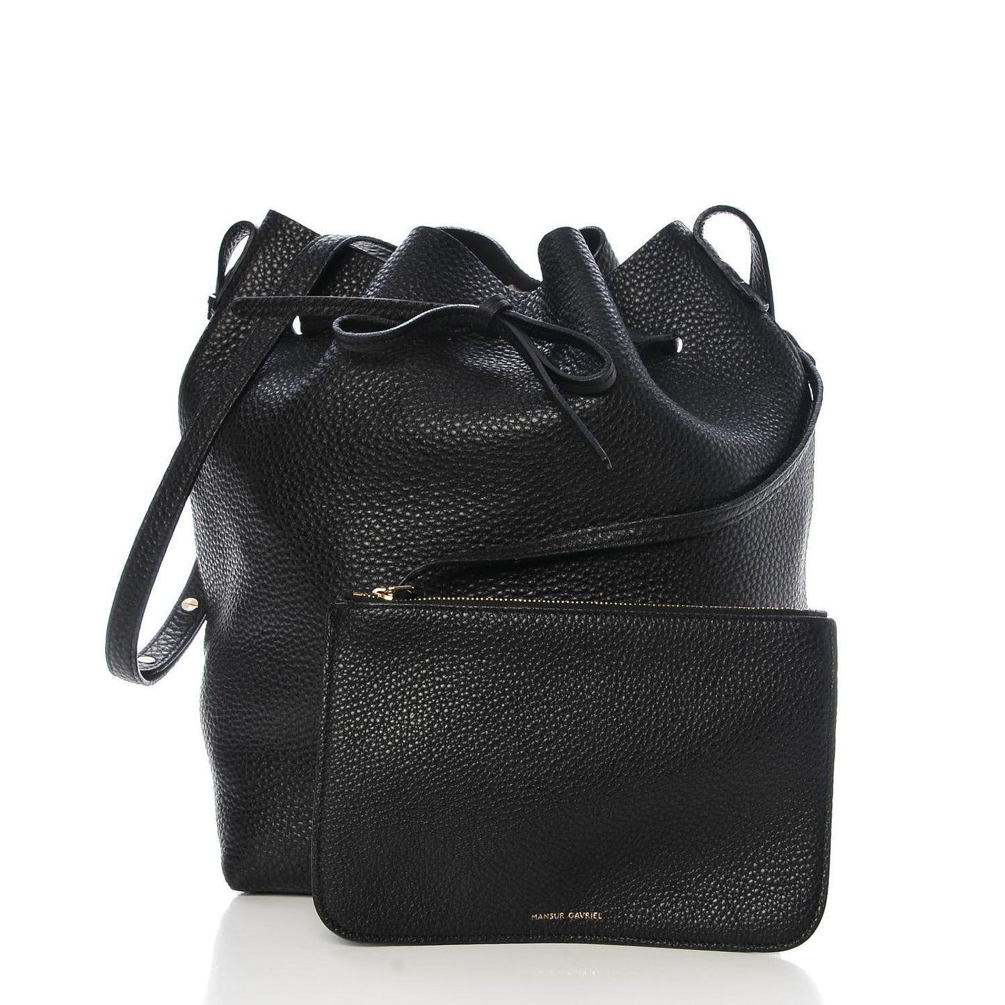 Tumbled Calfskin Bucket Bag Black