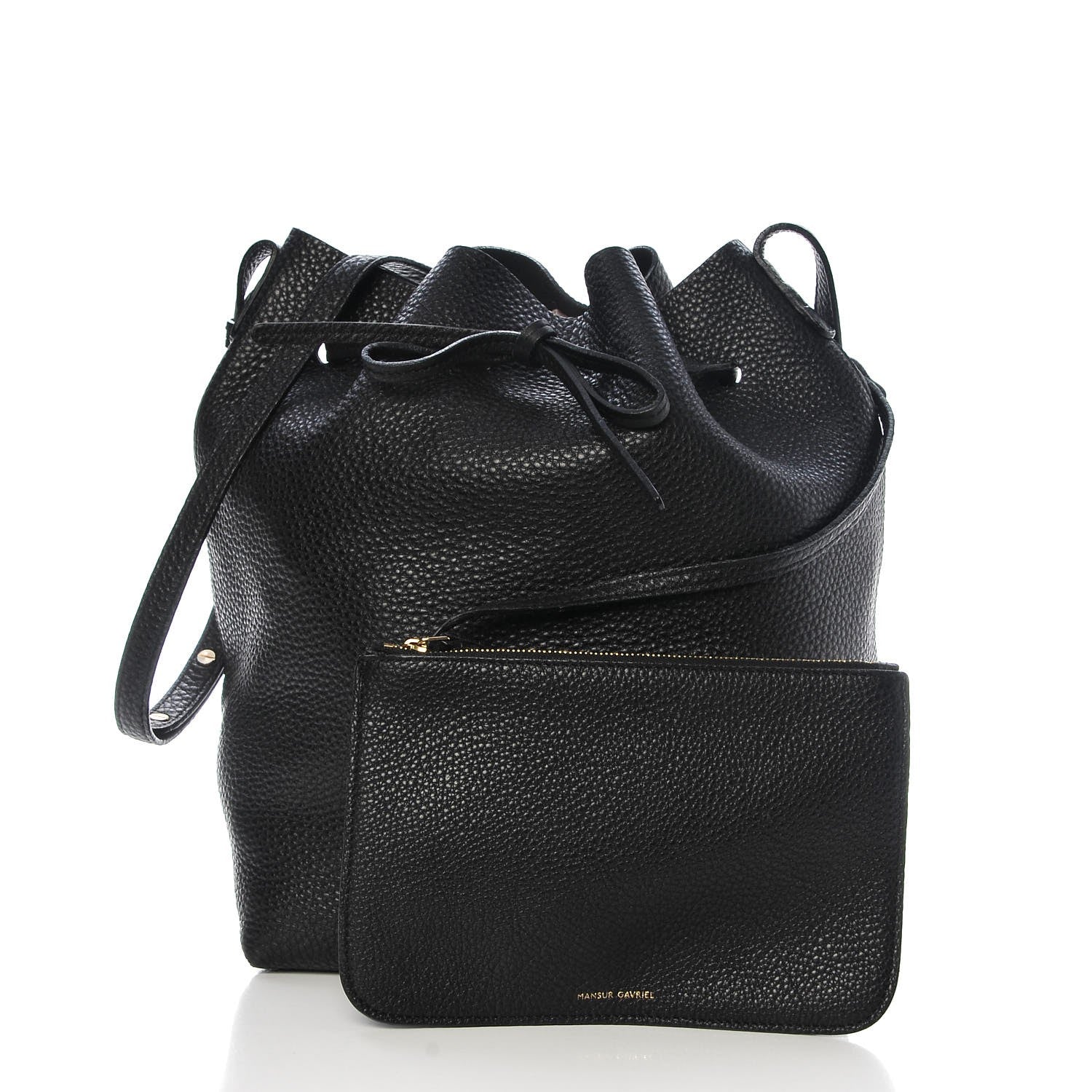 Mansur Gavriel Tumbled Calfskin Bucket Bag Black 3 of 7