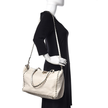Valentino Garavani Vitello Medium Rockstud Tote Ivory 3 of 20