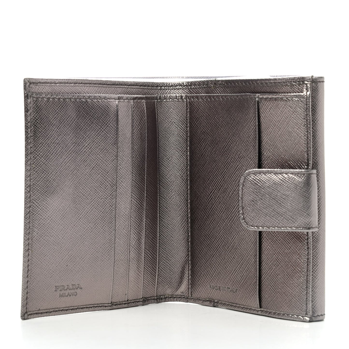 Metallic Saffiano Compact Flap Wallet Fumo Mordore