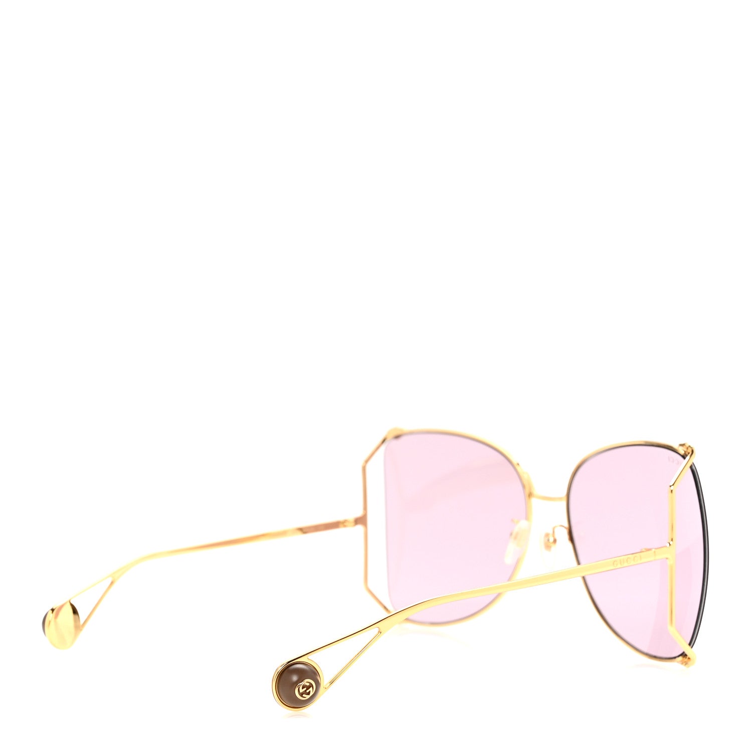 Gucci Metal Oversized Round Sunglasses GG0252S Gold Pink 8 of 16
