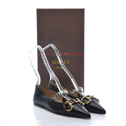 Gucci Nappa Lumiere Deva Horsebit Chain Embellished Flats 36 Black 9 of 9