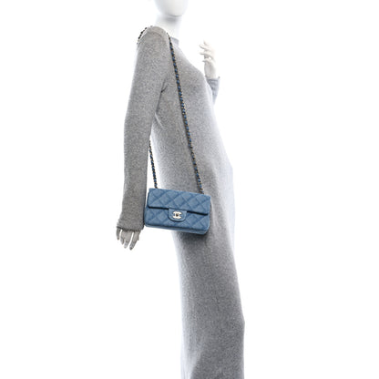 Chanel Printed Denim Quilted Mini Rectangular Flap Light Blue 4 of 12