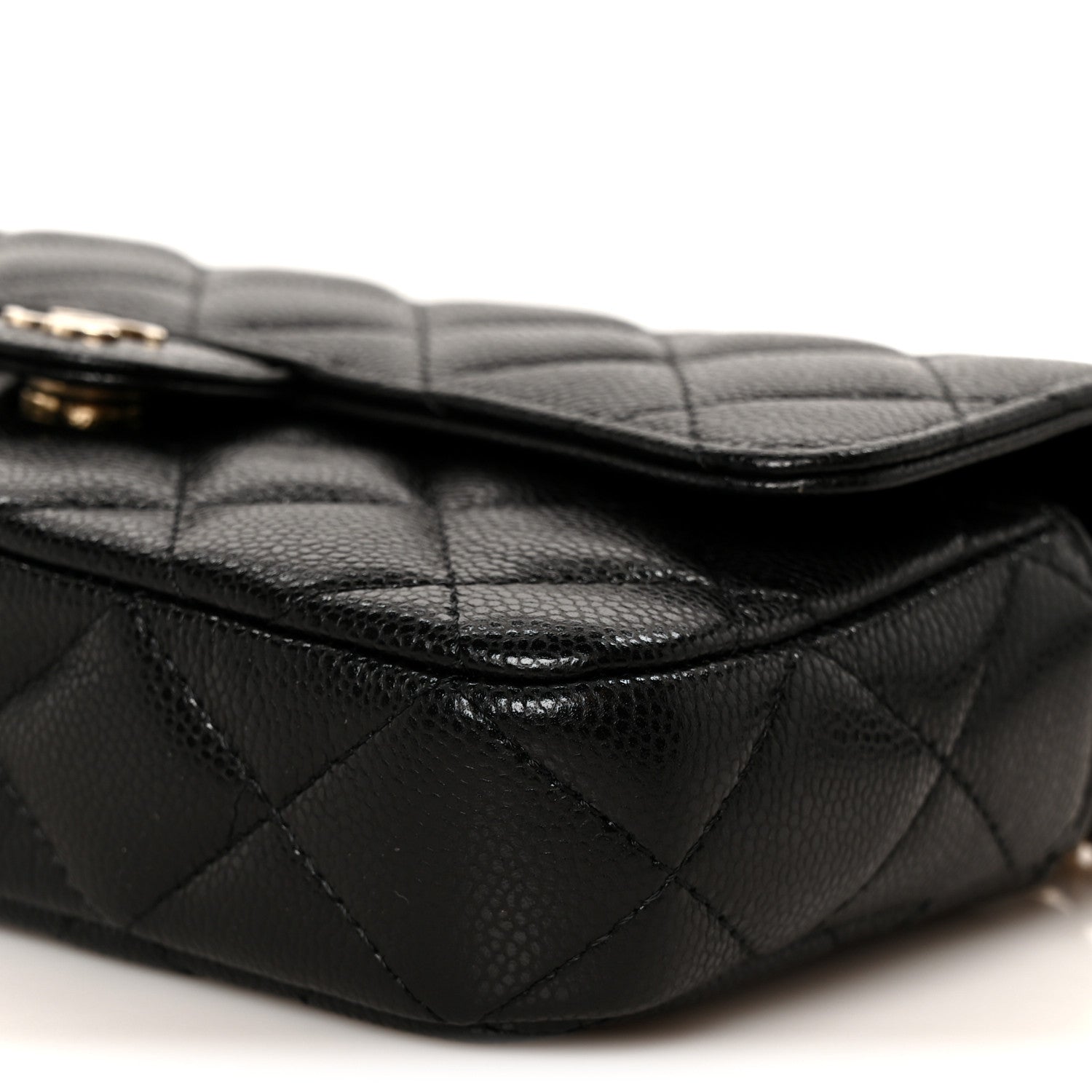 Chanel Caviar Quilted Flap Phone Holder With Chain Black Black 13 of 14