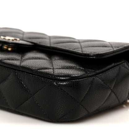 Chanel Caviar Quilted Flap Phone Holder With Chain Black Black 13 of 14