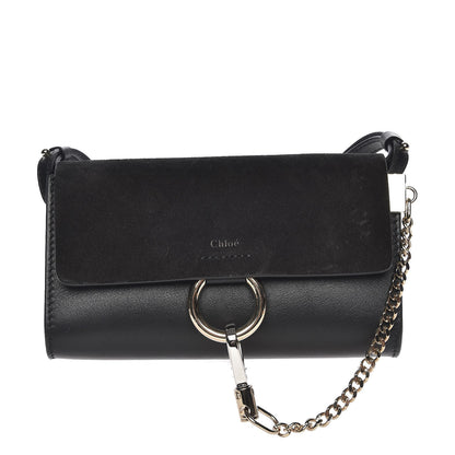 Chloe Suede Calfskin Faye Wallet On Strap Black 1 of 7
