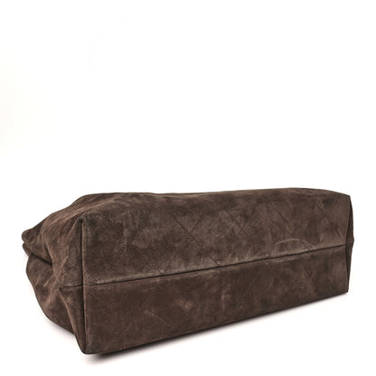 Chanel Suede Calfskin Lambskin Quilted Maxi Hobo Dark Brown 4 of 11