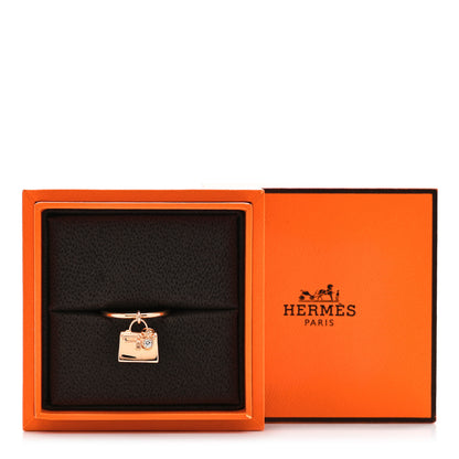Hermes 18K Rose Gold Diamond Amulettes Birkin Ring 52 6 5 of 5