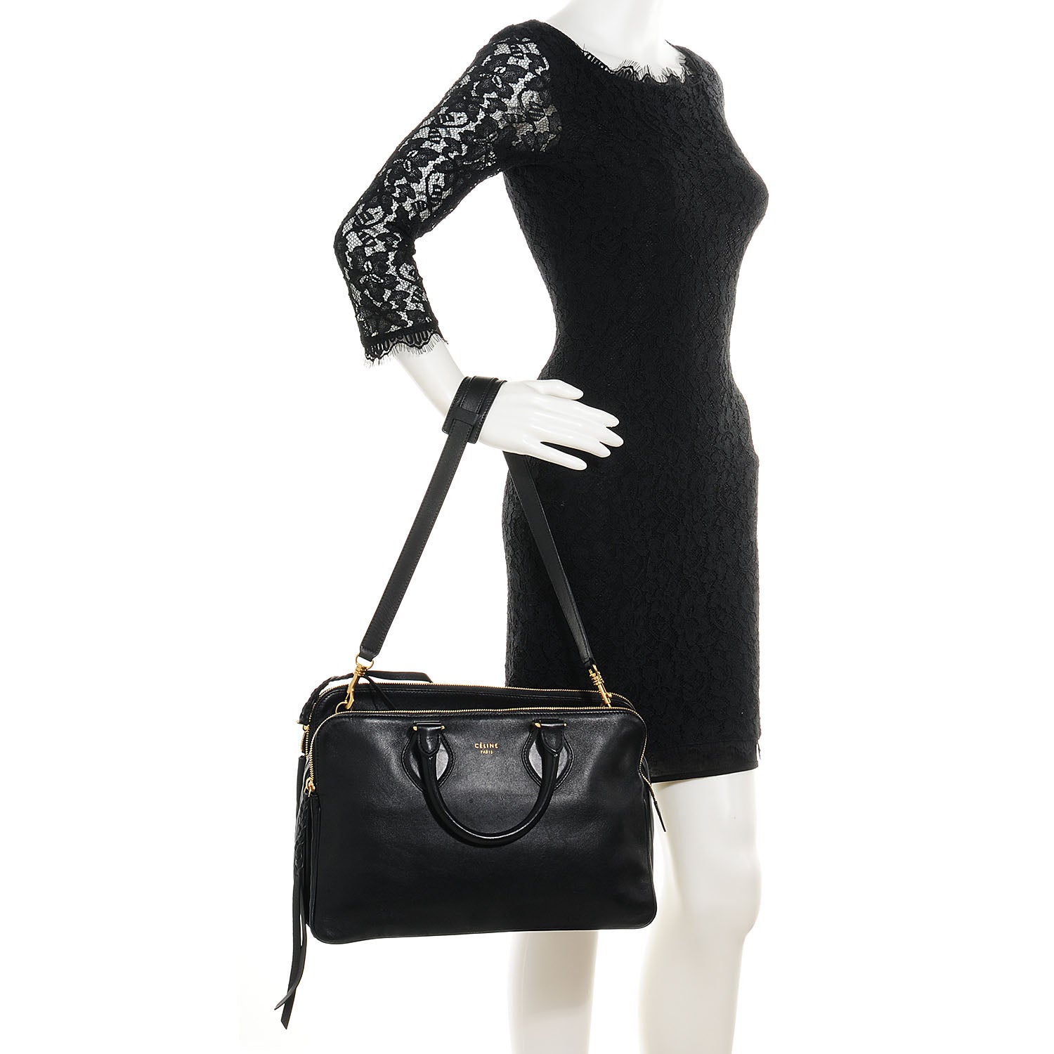 Celine Smooth Calfskin Small Triptyque Satchel Black 2 of 10