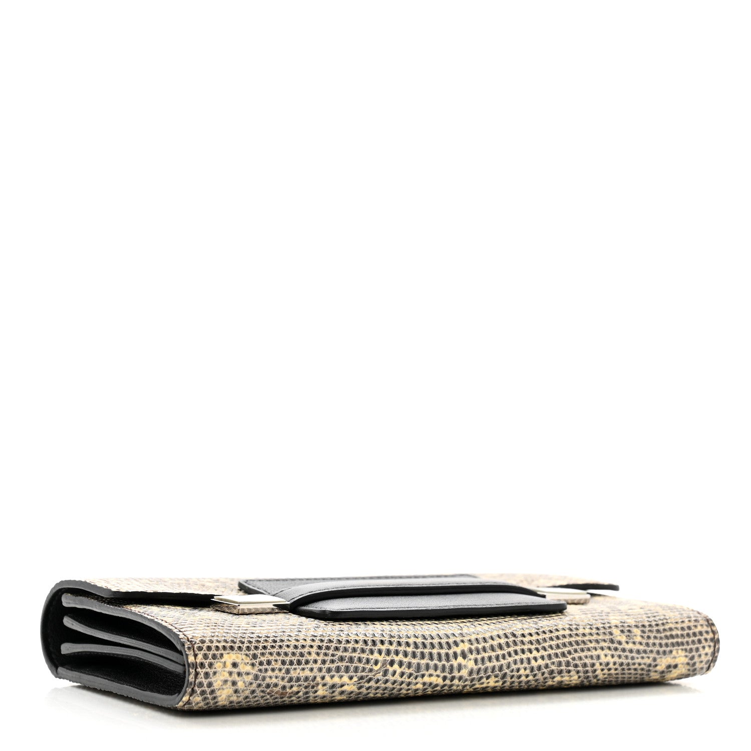 Delvaux Calfskin Lizard Long Madame Polo Clutch Black 4 of 9