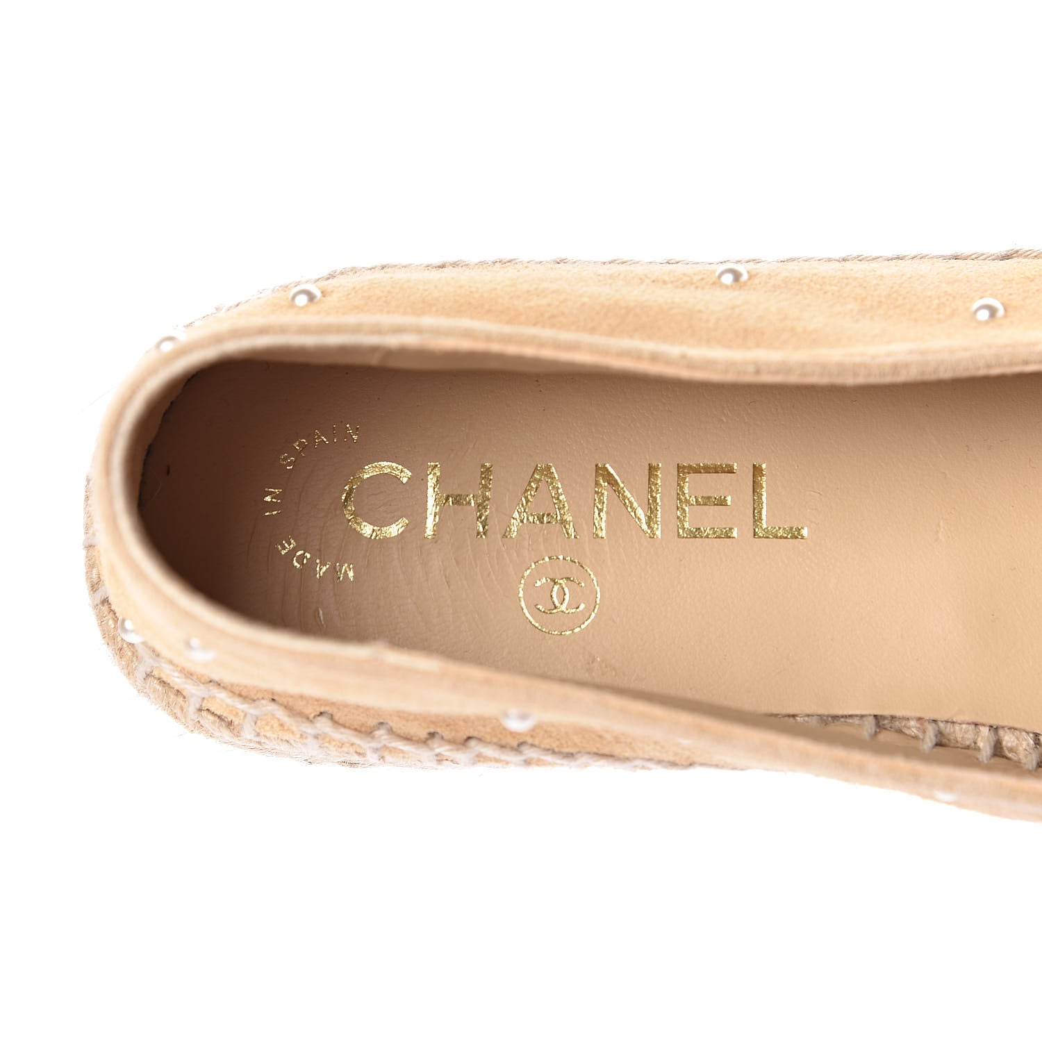 Chanel Suede Pearl CC Espadrilles 38 Beige Black 9 of 11