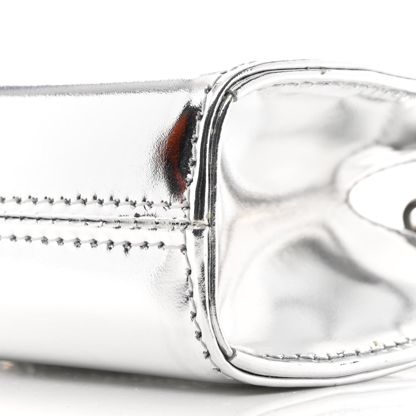 Metallic Brushed Calfskin Micro Wanda Top Handle Bag Argento