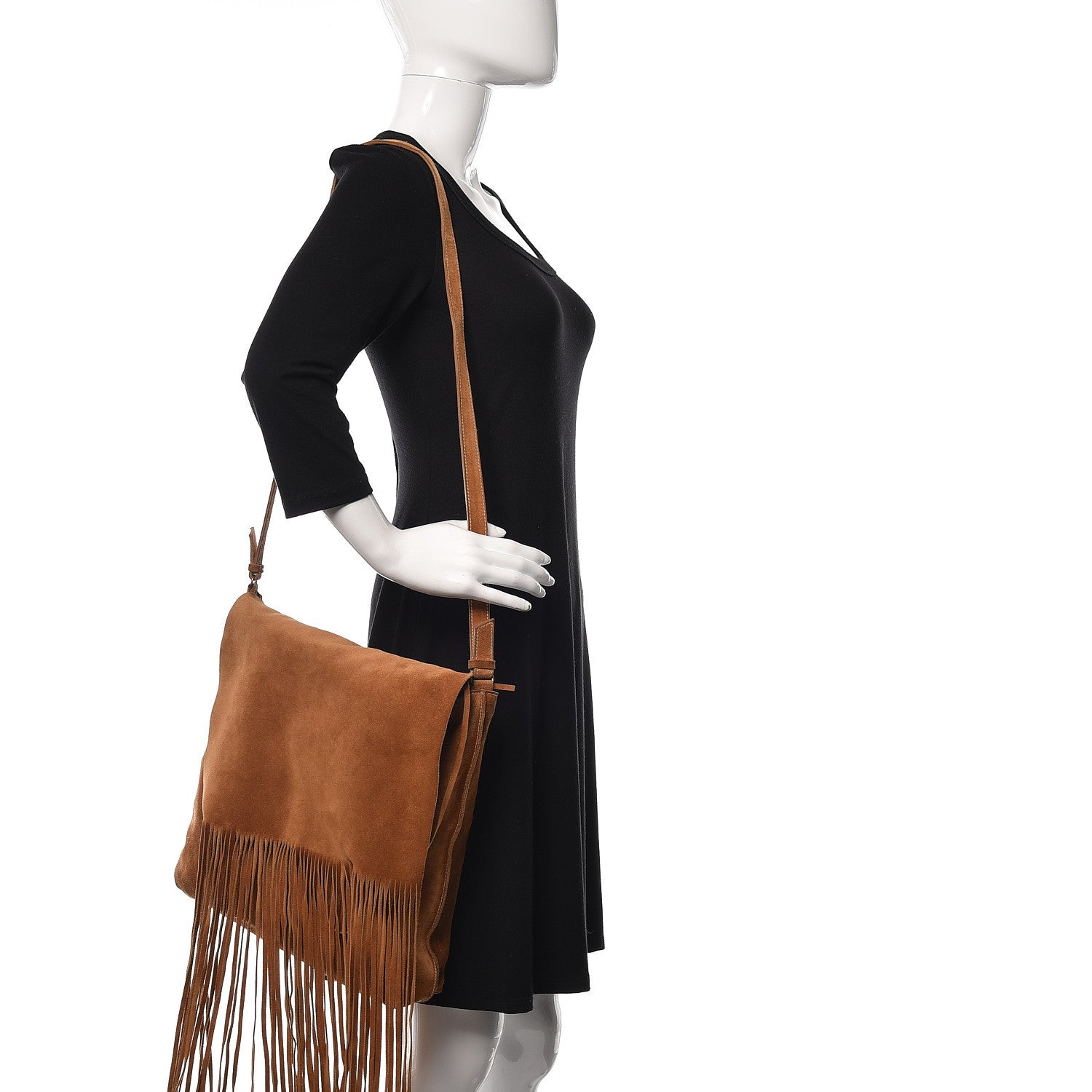 Miu Miu Suede Fringe Flap Crossbody Bag Brown 2 of 10