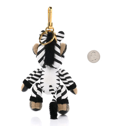 Burberry Cashmere Thomas Zebra Costume Teddy Bear Keychain Charm Black White 2 of 4