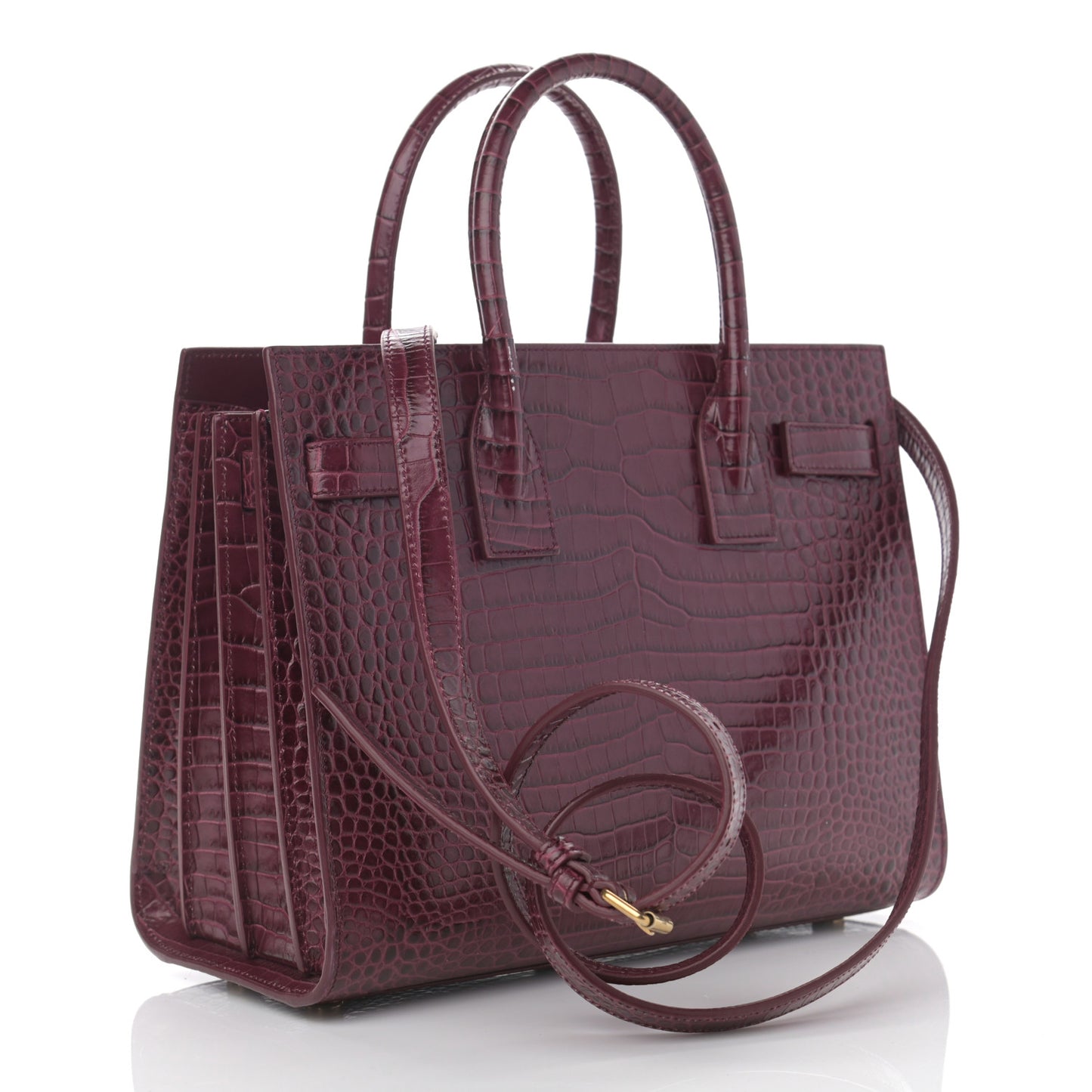 Calfskin Crocodile Embossed Baby Sac De Jour Rouge