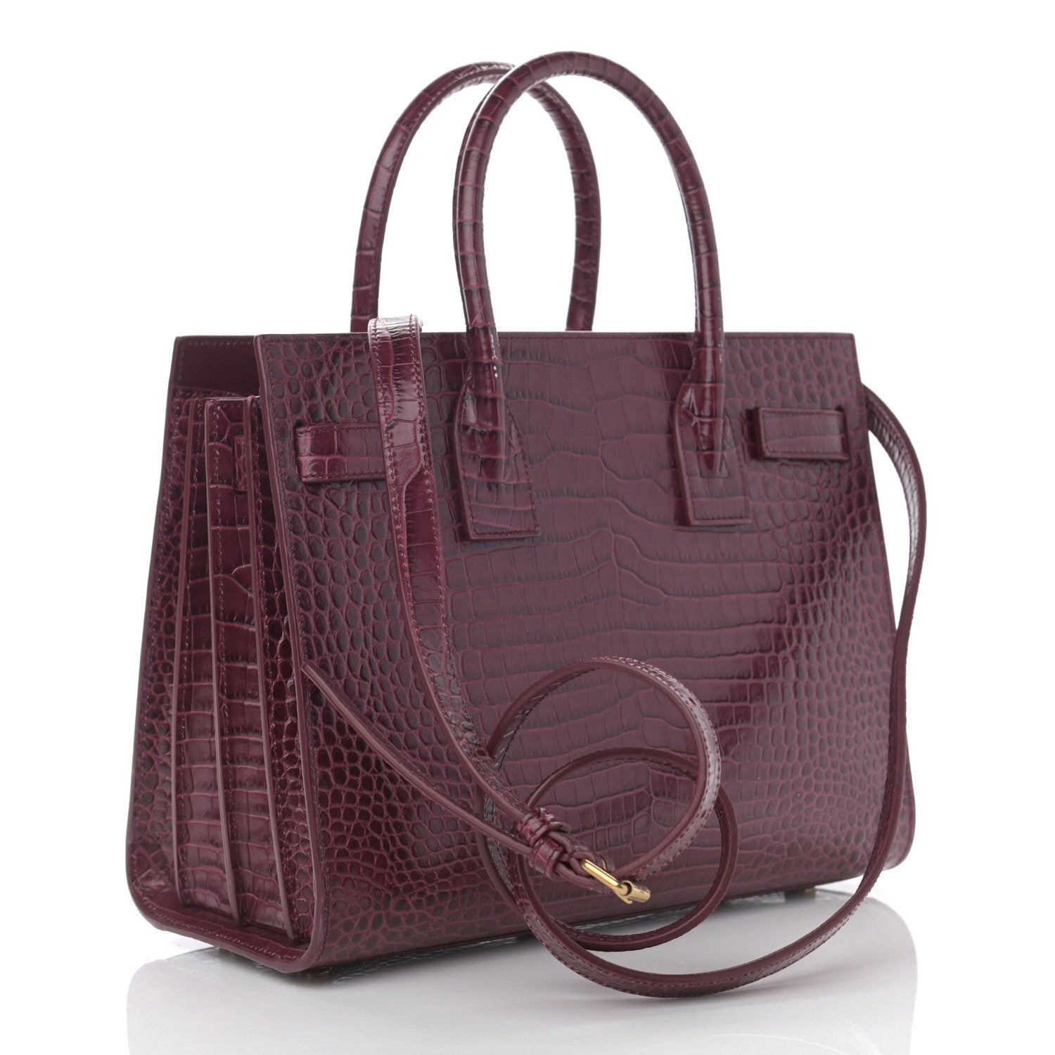 Saint Laurent Calfskin Crocodile Embossed Baby Sac De Jour Rouge 2 of 13