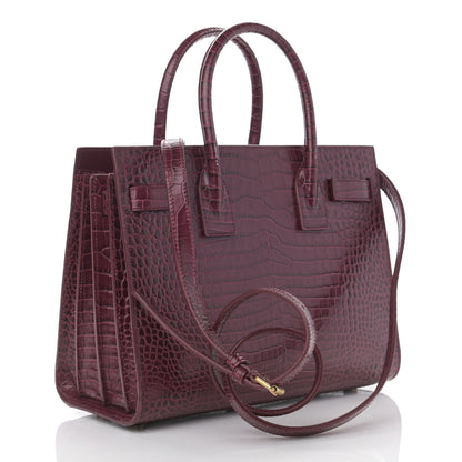 Saint Laurent Calfskin Crocodile Embossed Baby Sac De Jour Rouge 2 of 13