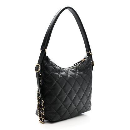 Chanel Lambskin Quilted Maxi Hobo Black 3 of 10