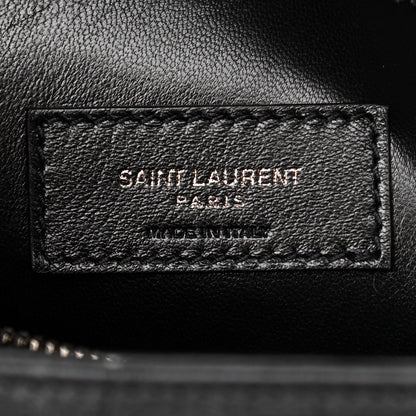 Saint Laurent Calfskin Crocodile Embossed Medium West Hollywood Monogram Fold-Over Black 9 of 14