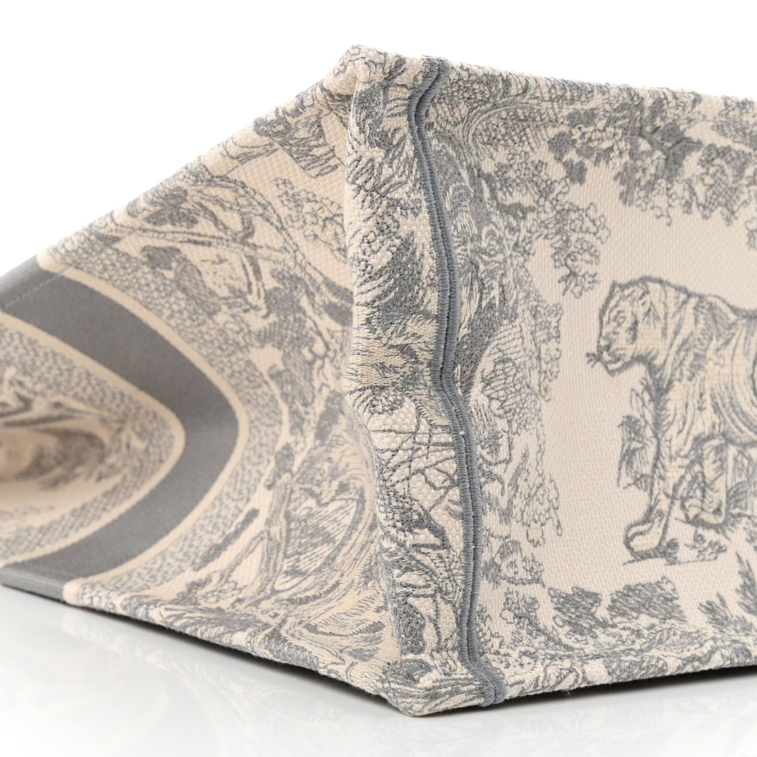 Christian Dior Canvas Embroidered Large Dioriviera Toile De Jouy Book Tote Gray 9 of 10
