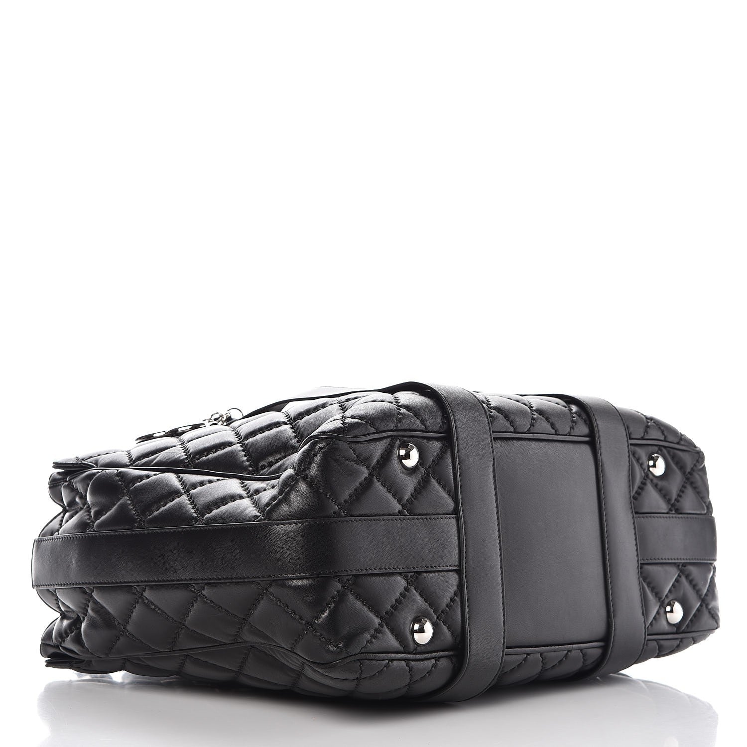 Chanel Lambskin Quilted Large Easy Carry Shopping Tote Black 5 of 12