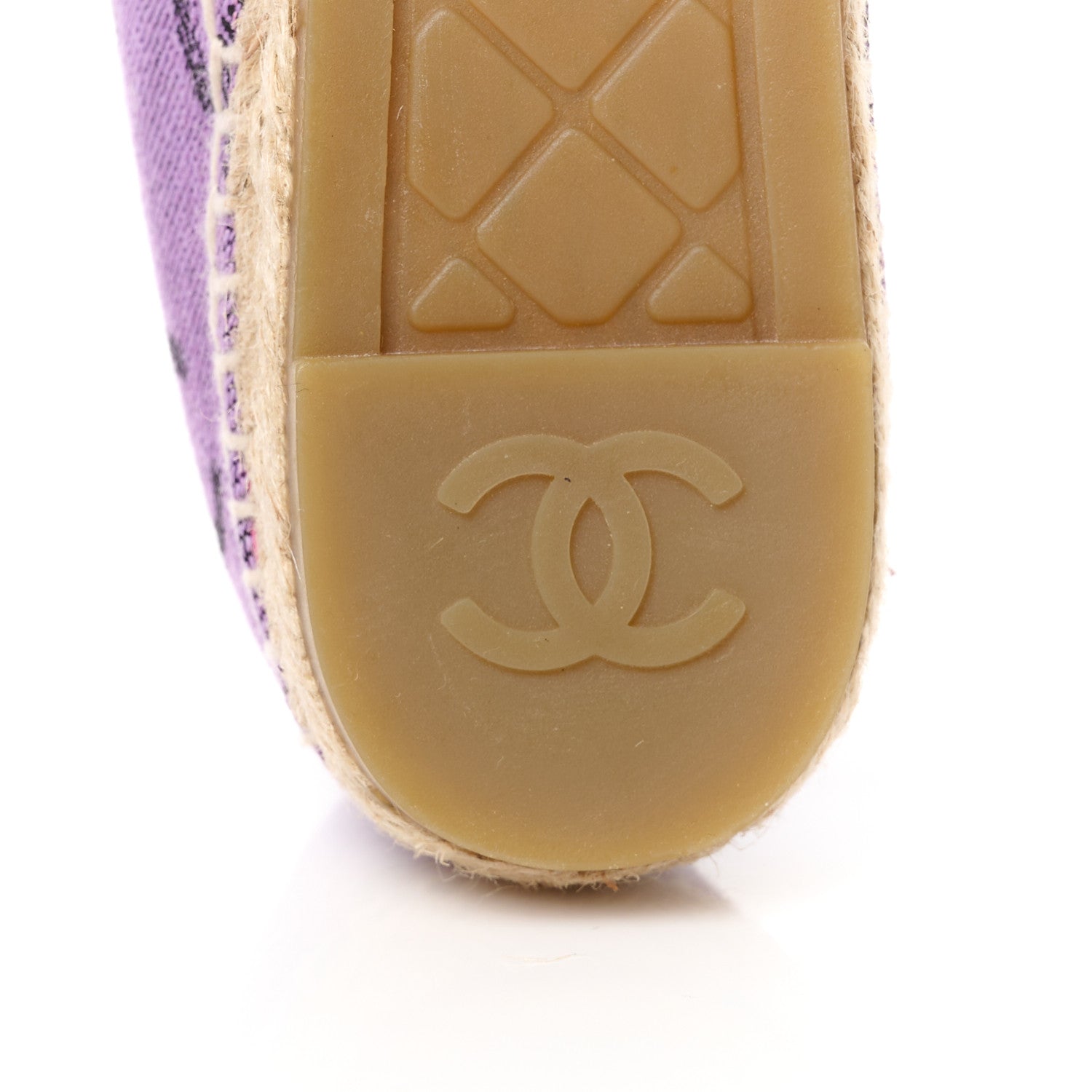 Chanel Cotton Jacquard Grosgrain CC Print Espadrilles 36 Purple Black 8 of 11