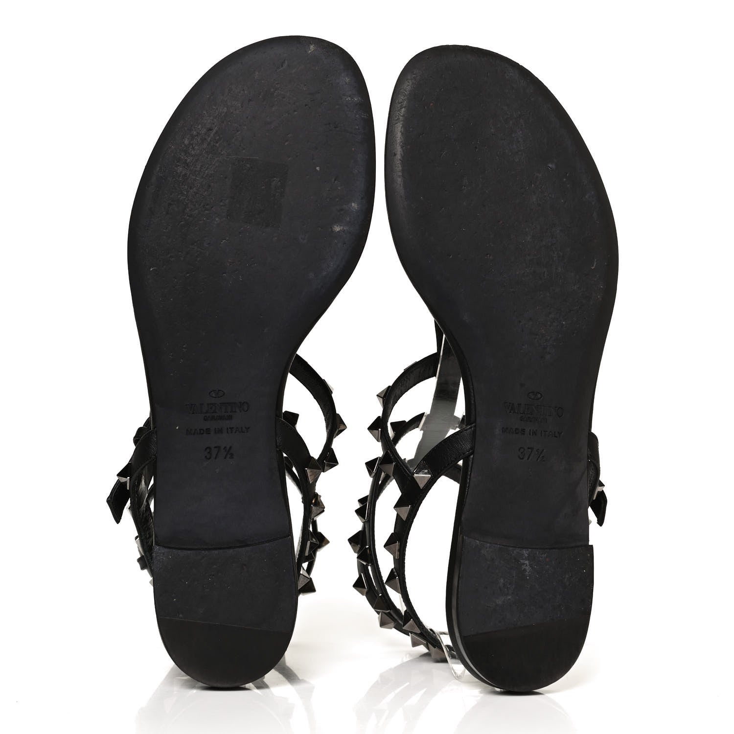 Valentino Garavani Nappa Rockstud Ankle Strap Flat Thong Sandals 37.5 Black 7 of 12