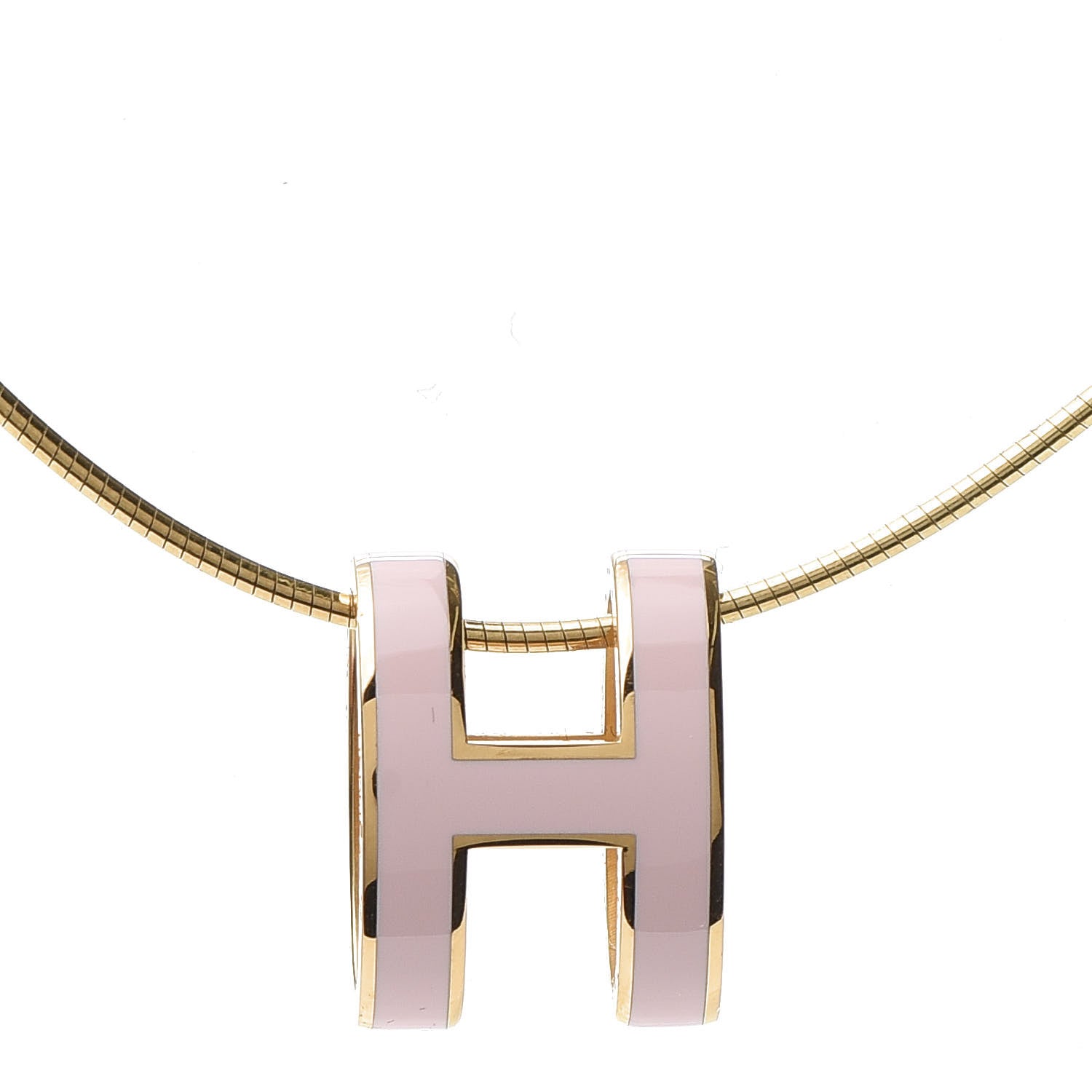 Hermes Lacquered Rose Gold Pop H Pendant Necklace Rose Dragee 4 of 7