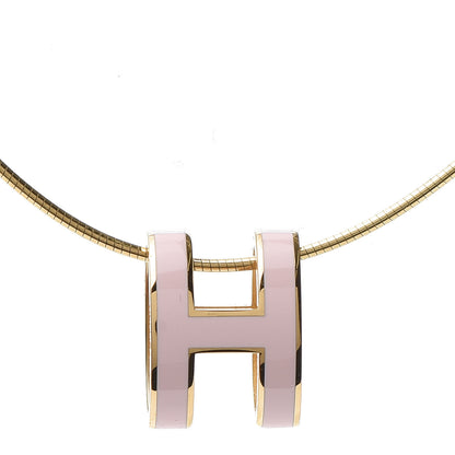 Hermes Lacquered Rose Gold Pop H Pendant Necklace Rose Dragee 4 of 7