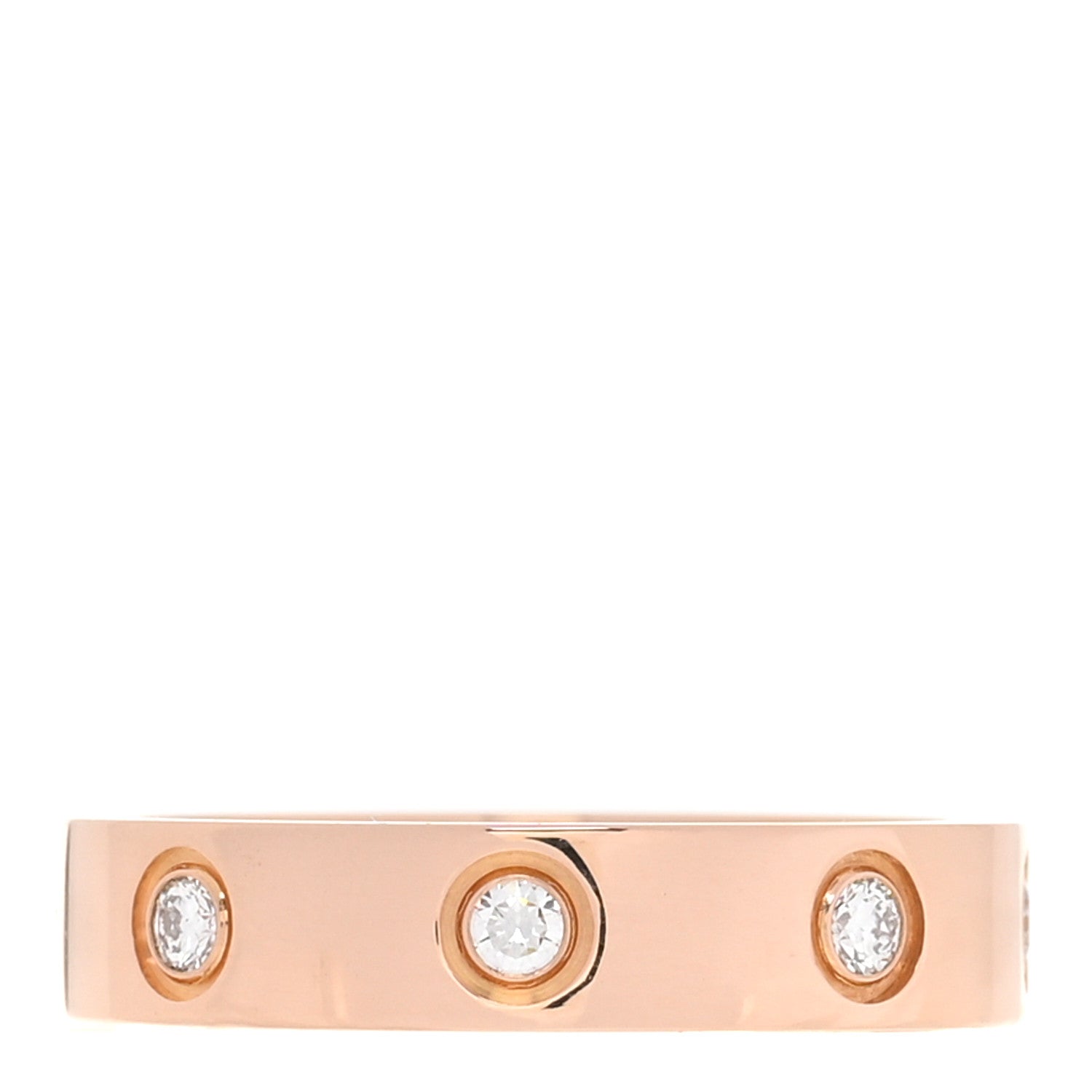 Cartier 18K Pink Gold 8 Diamond 4mm LOVE Wedding Band Ring 49 5 3 of 4