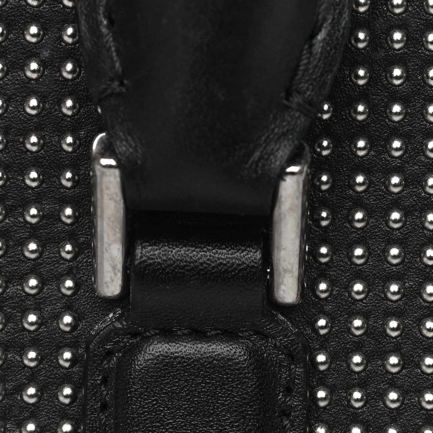 Calfskin Studded Mini Heroine Top Handle Bag Black