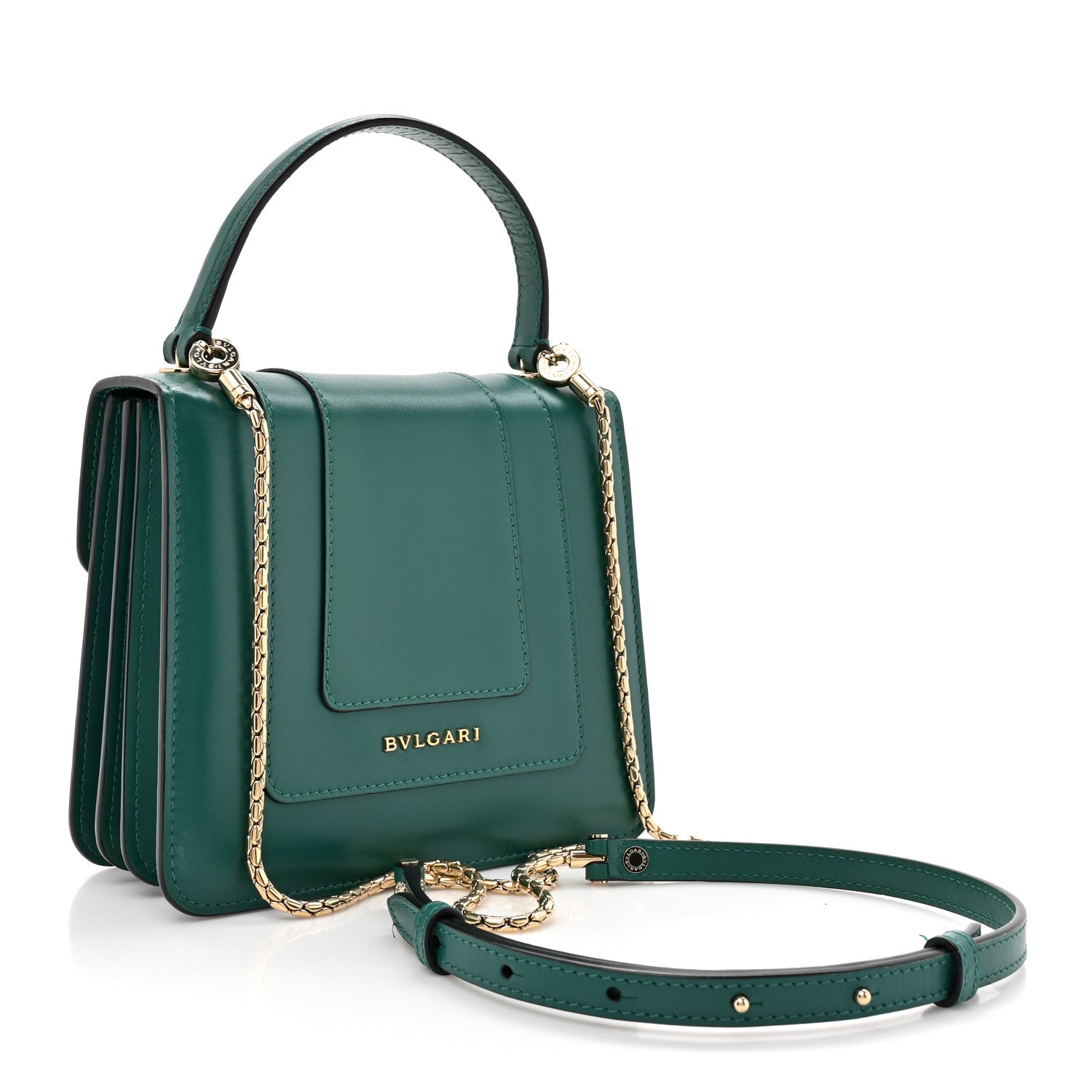 Bulgari Calfskin Serpenti Forever Top Handle Emerald Green 3 of 11