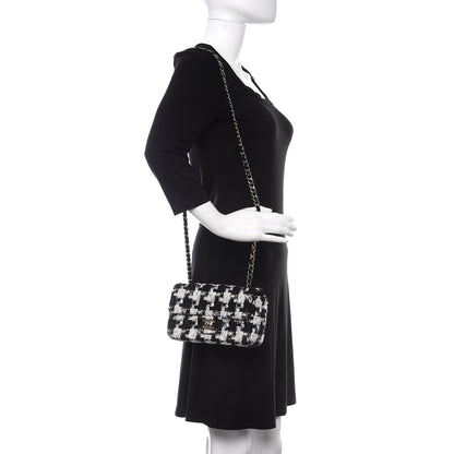 Chanel Tweed Quilted Mini Rectangular Flap Black Ecru White 2 of 10