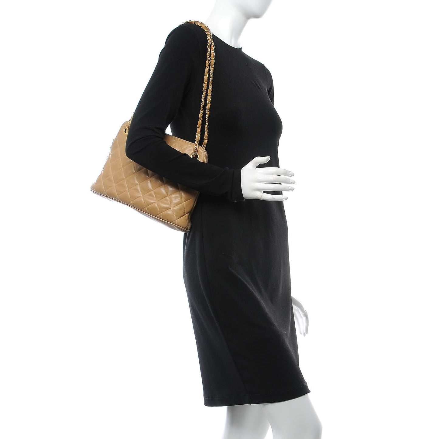 Lambskin Quilted Shoulder Bag Beige