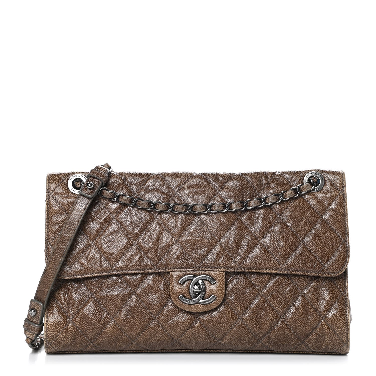 Chanel Crumpled Grained Calfskin Jumbo CC Crave Flap Beige 1 of 18