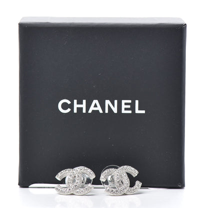 Chanel Crystal CC Earrings Silver 5 of 5