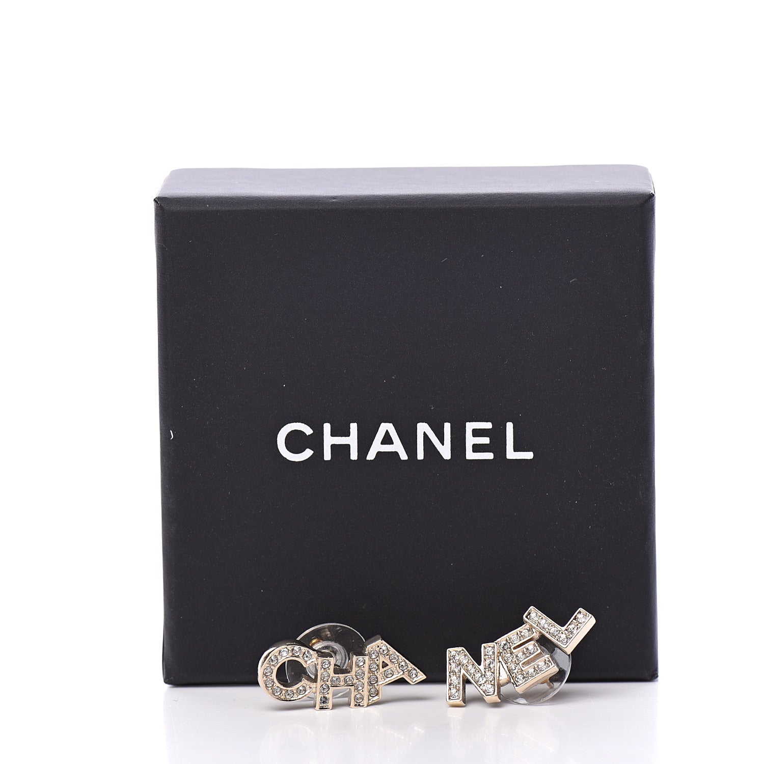 Chanel Crystal Pearl Signature Stud Earrings Gold 5 of 5