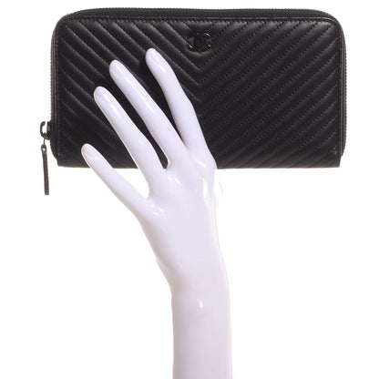 Chanel Lambskin Chevron Zip Wallet Black 2 of 9