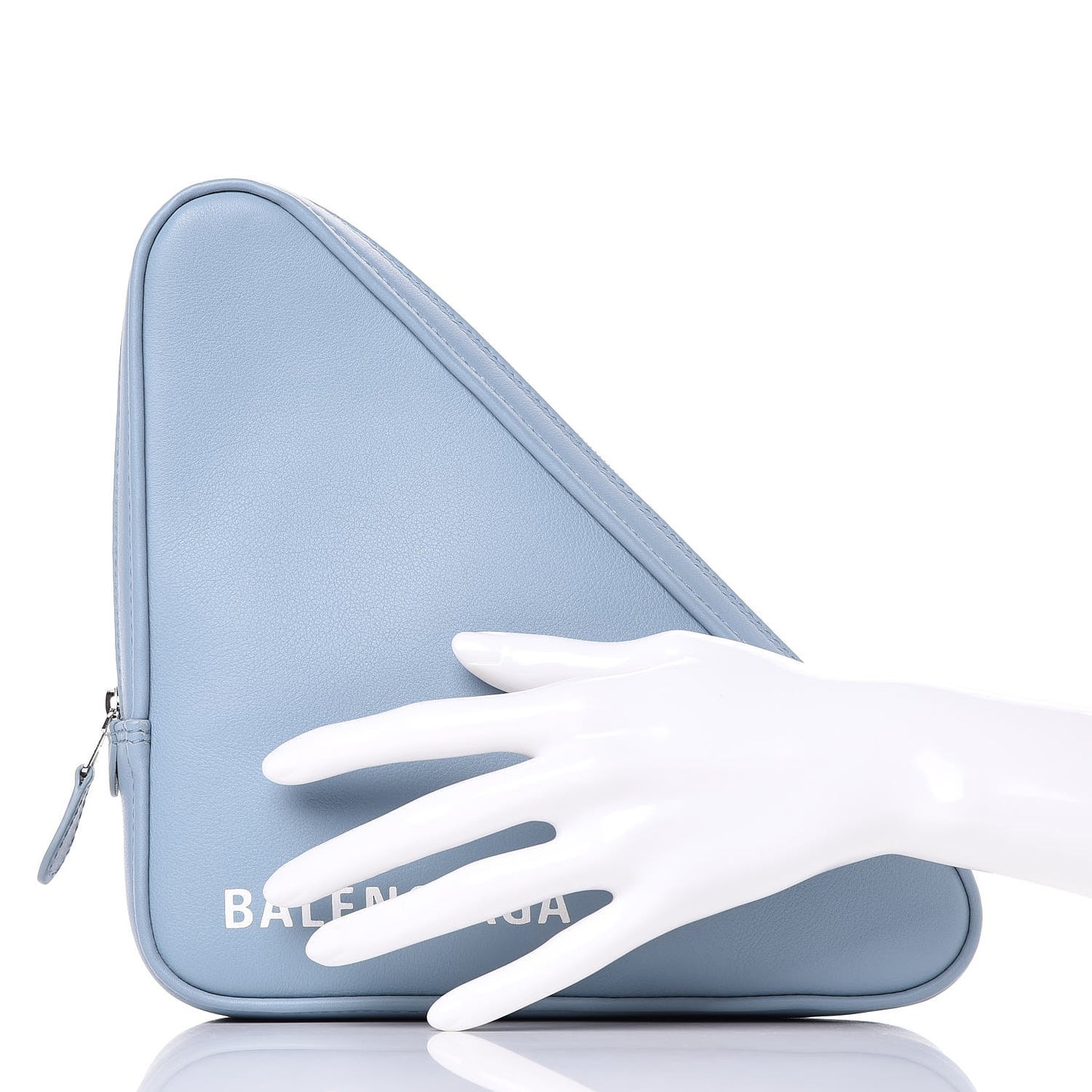 Shiny Day Calfskin Logo M Triangle Pouch Grey Blue White
