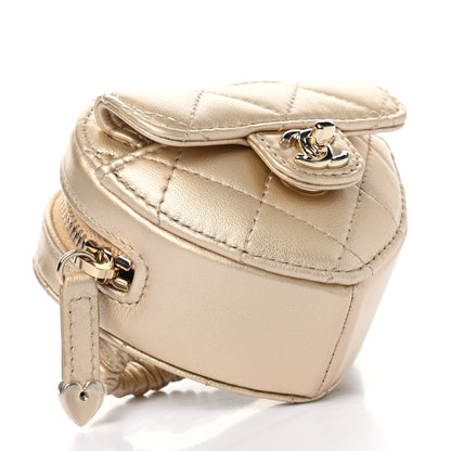 Chanel Metallic Lambskin Quilted CC In Love Heart Zipped Arm Coin Purse Gold 4 of 8