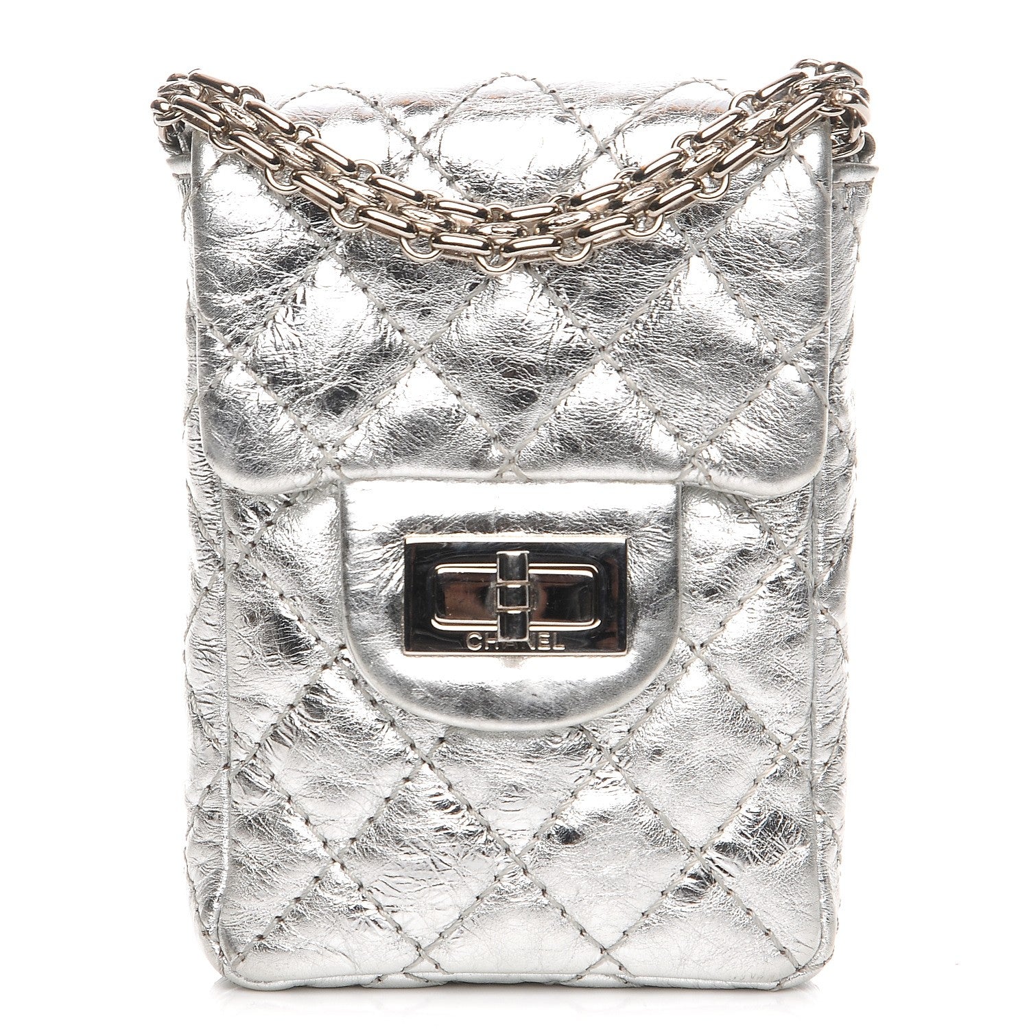 Chanel Aged Calfskin Quilted 2.55 Reissue Phone Case Silver 1 of 7
