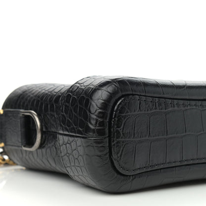 Chanel Calfskin Crocodile Embossed Small Gabrielle Cocodile Hobo Black 9 of 11