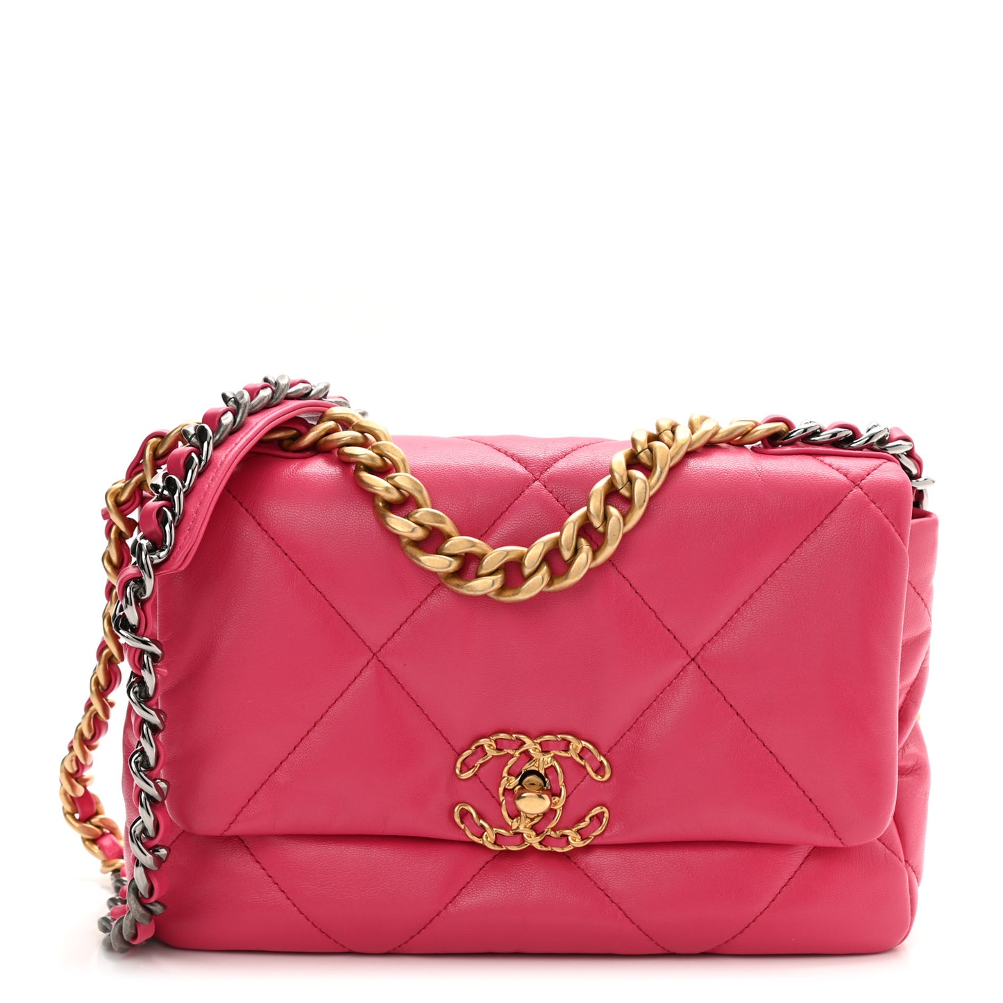Lambskin Quilted Medium Chanel 19 Flap Dark Pink