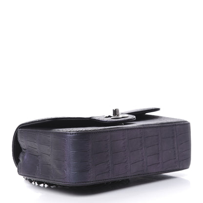 Chanel Iridescent Matte Crocodile Mini Rectangular Flap Green Purple 4 of 11