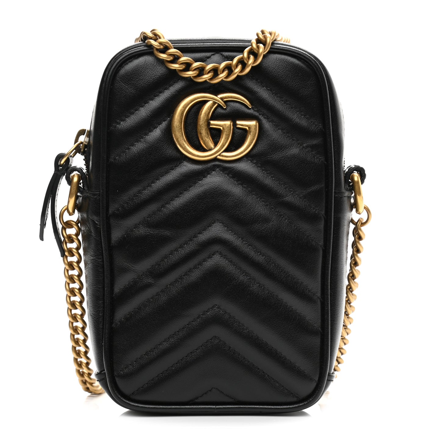 Calfskin Matelasse Mini GG Marmont Crossbody Bag Black