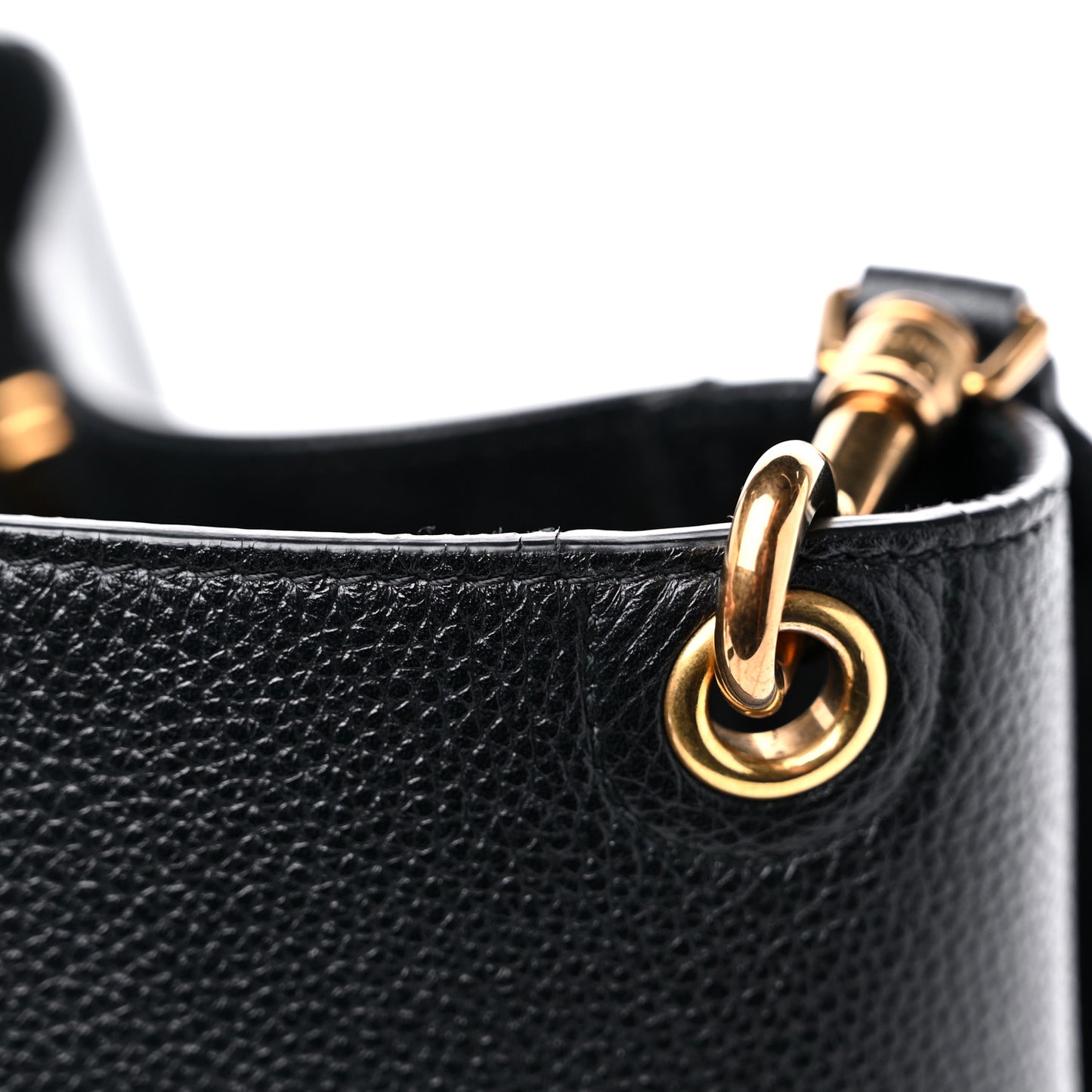 Soft Grained Calfskin Sangle Bucket Bag Black