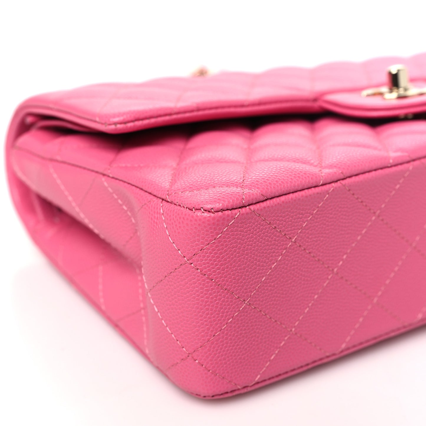 Caviar Quilted Medium Double Flap Pink