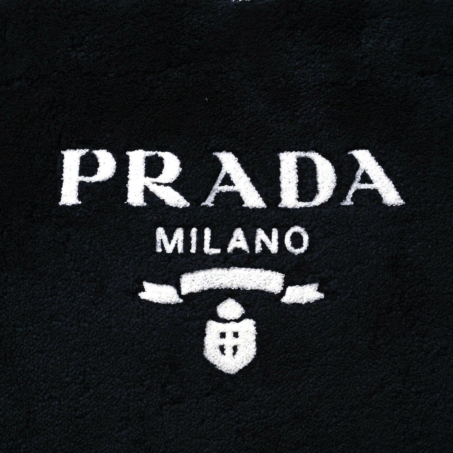 Prada Terry Cloth Tote Bag Black White 10 of 10