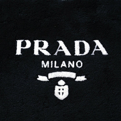 Prada Terry Cloth Tote Bag Black White 10 of 10