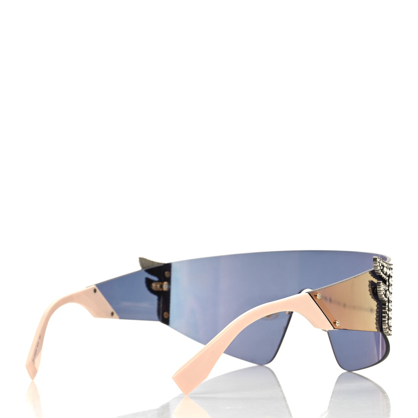 Mirrored Crystal Embellished FFreedom Shield Sunglasses FF 0382/S Pink